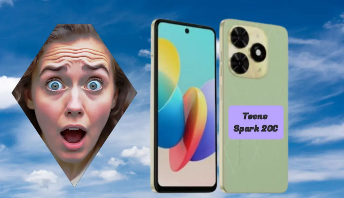 Tecno Spark 20C front and back design showing 50MP camera and 6.6-inch display